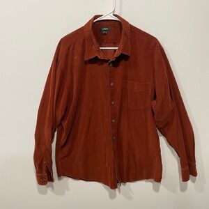 J. Crew Mens Corduroy Button Down Shirt Rust Orange Long Sleeve XL